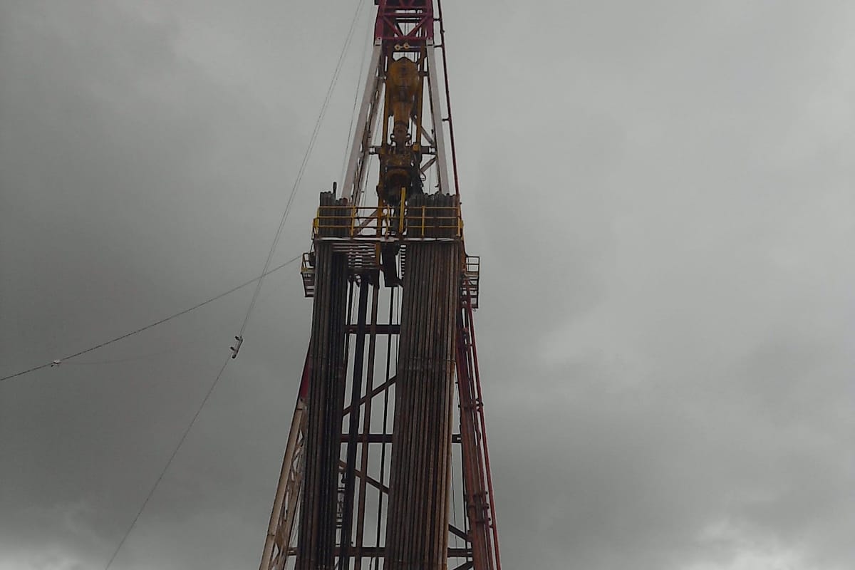 A PDVSA oil well near El Tigre, Venezuela (eastern Venezuela, Orinoco oil region)