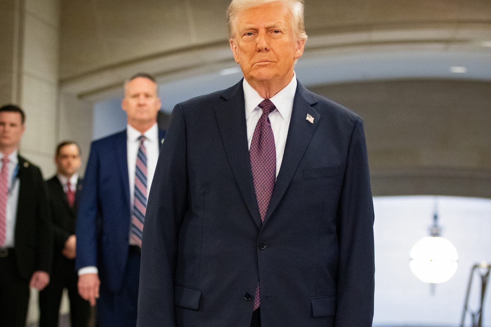 President-elect Donald Trump walking to the Capitol Rotunda to be sworn in, 20 January 2025.