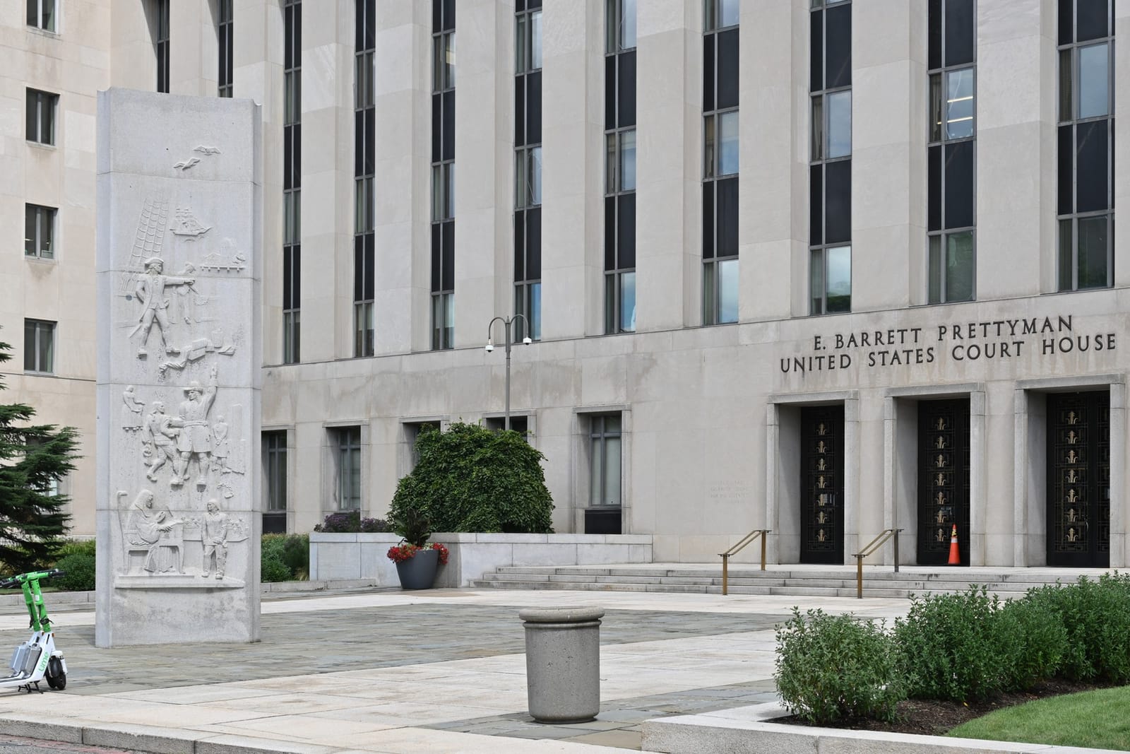 Front of the E. Barrett Prettyman U.S. Courthouse, Washington, D.C., 31 July 2026.