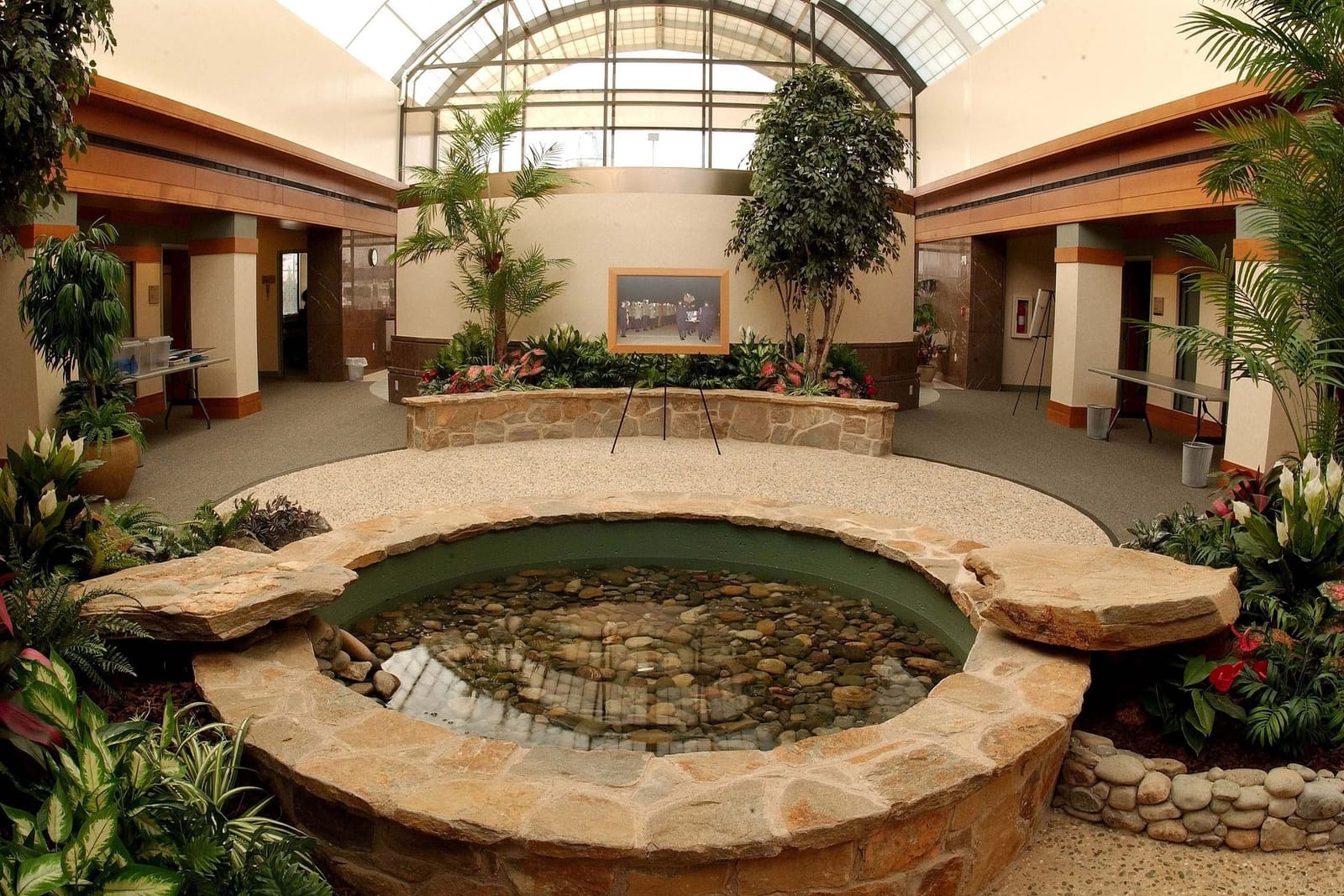Interior atrium of the Charles C. Carson Center for Mortuary Affairs, Dover Air Force Base, where fallen service members are received. No people, no remains.
