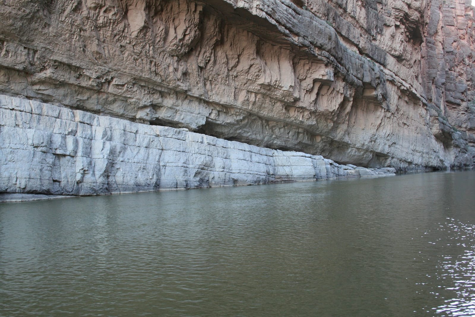 Rock layers in the walls of Santa Elena Canyon, carved by the Rio Grande in Big Bend National Park (Nov. 2006).